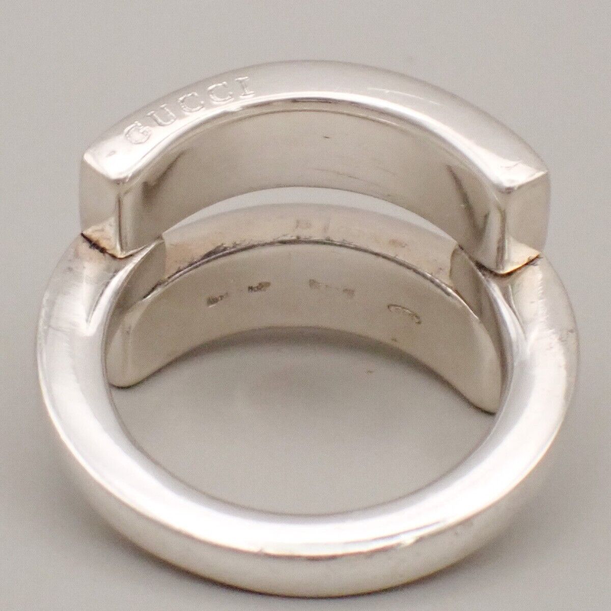 GUCCI  Logo Ring Sterling Silver Size JP 9 US 5 Italy Accessory 07YF242