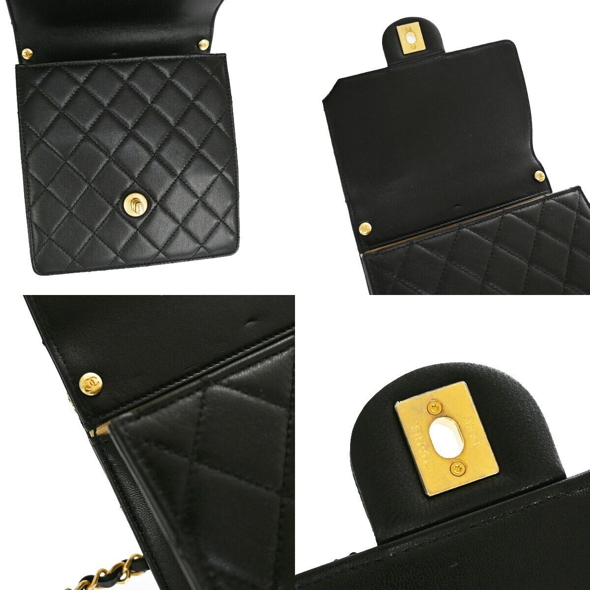 CHANEL CC Mini Matelasse Imitation Pearl Chain Shoulder Bag Leather BK 870RJ441