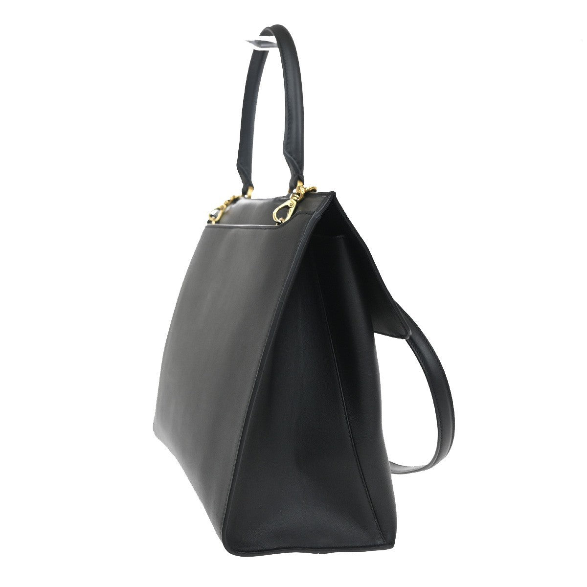 SALVATORE FERRAGAMO 2Way Gancini Shoulder Hand Bag Leather Black Gold 79RF484