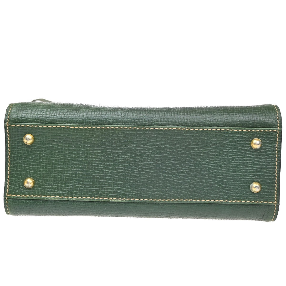 LOEWE Logo Turn Lock Shoulder Hand Bag Leather Green GHW Italy 86YJ123