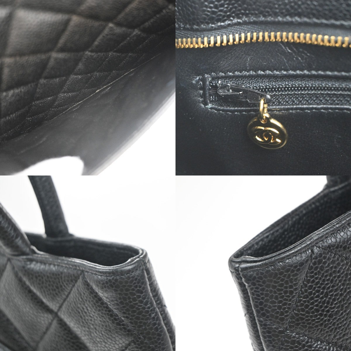 CHANEL Medallion Matelasse Shoulder Bag Grained Calfskin Leather Black 338RP060