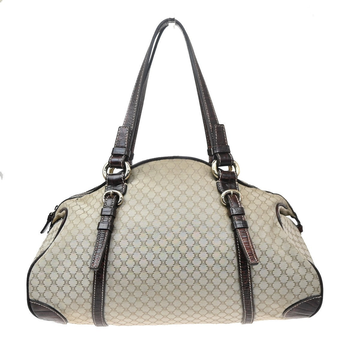 CELINE Logo Macadam Pattern Shoulder Tote Bag Canvas Leather BE BN GHW 35MA724