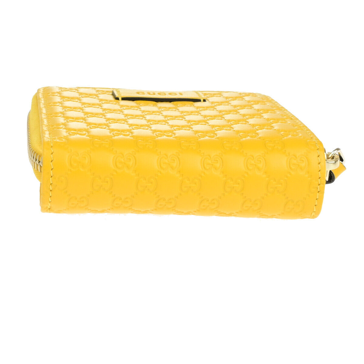 GUCCI Logo Micro GG Pattern Bifold Wallet Purse Leather Yellow GHW Italy 86YF035