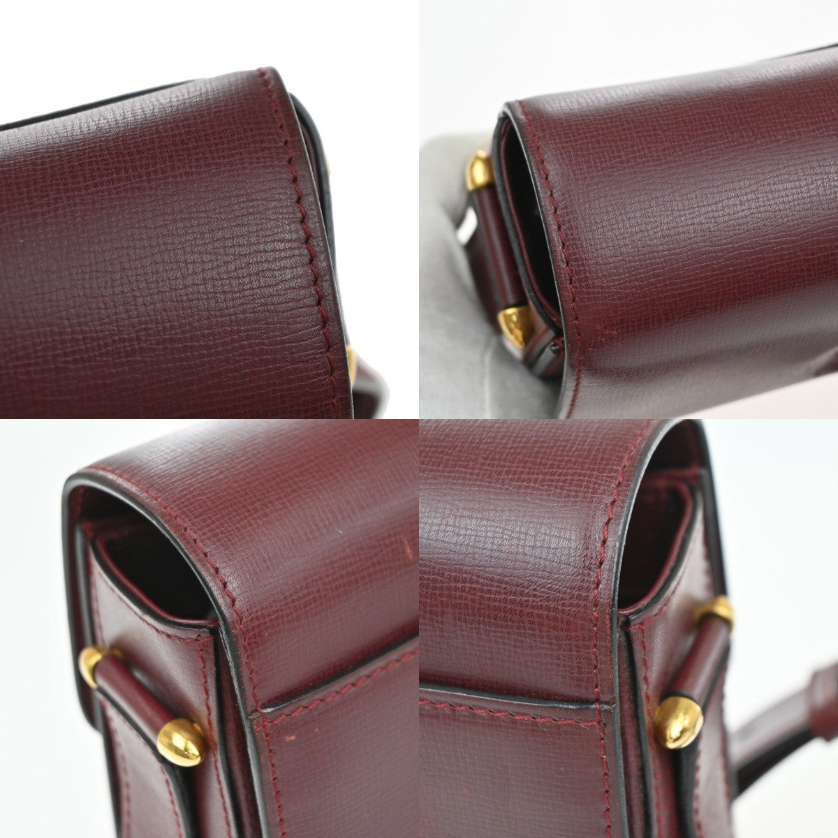 MUST DE CARTIER 2C Logo Shoulder Bag Leather Bordeaux Red GHW Italy 34EG398