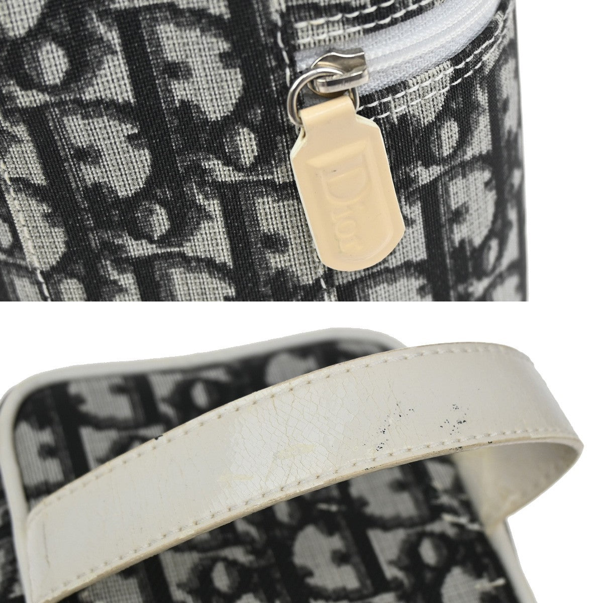CHRISTIAN DIOR Trotter Pattern Hand Bag Coating Canvas Patent Leather 69KP118