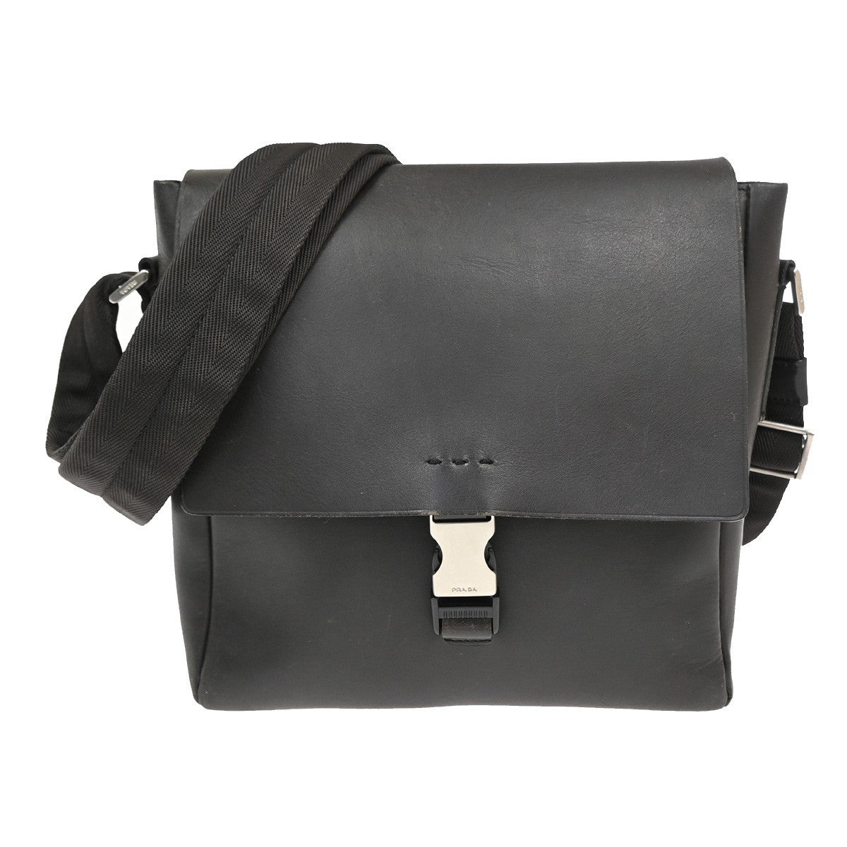PRADA MILANO Messenger Shoulder Bag Canvas Leather Brown SHW  Italy 68TA661