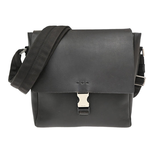PRADA MILANO Messenger Shoulder Bag Canvas Leather Brown SHW  Italy 68TA661
