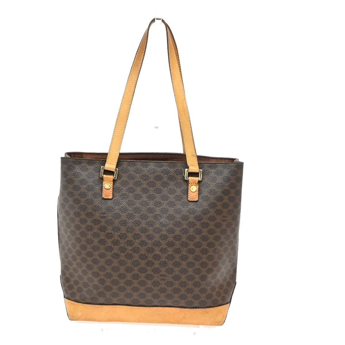 CELINE Logo Macadam Pattern Shoulder Tote Bag PVC Leather Brown Italy 04KP161