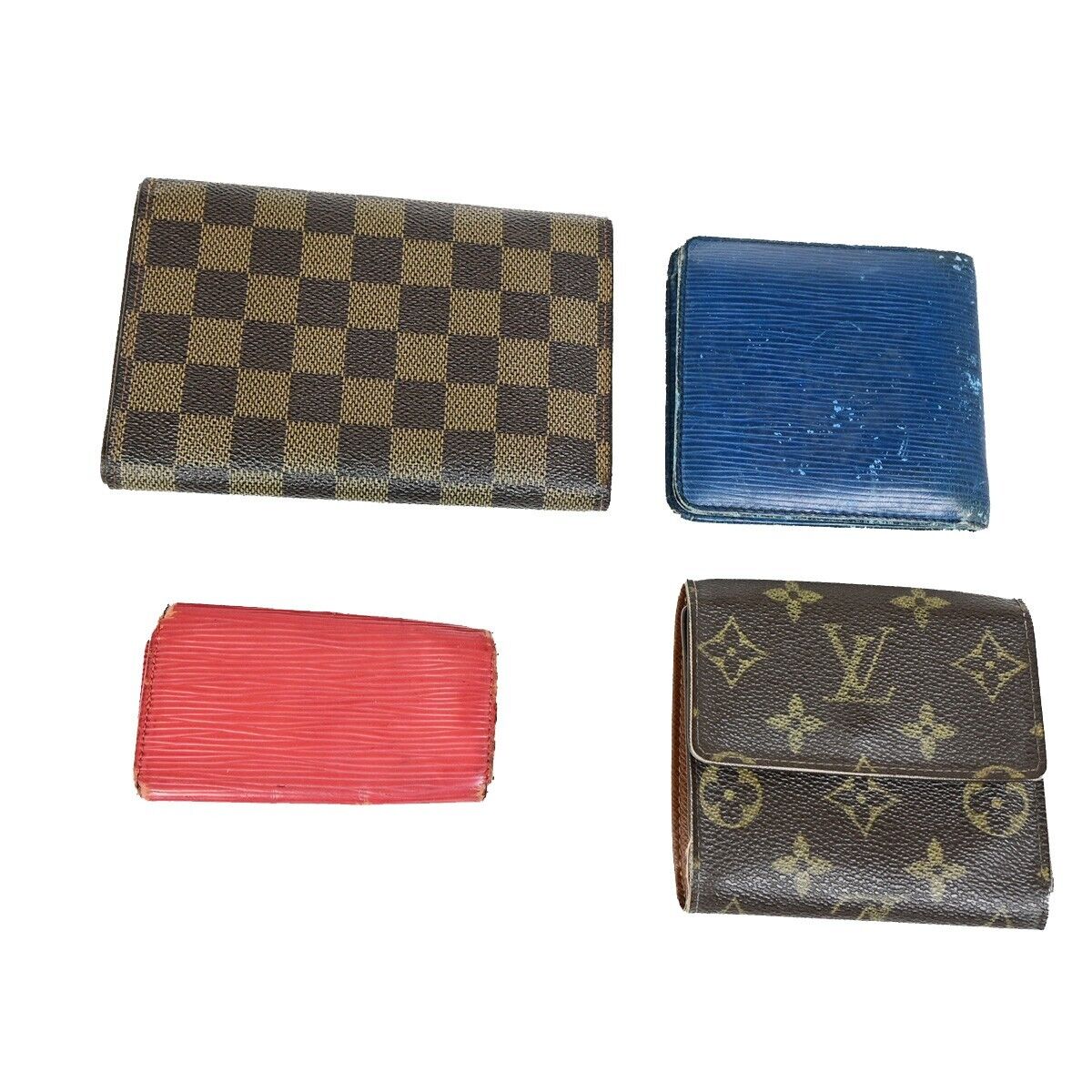 LOUIS VUITTON 4 Set Wallet Key Case Purse Monogram Epi Brown Blue Red 39KA358