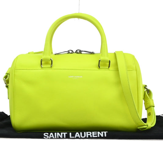 SAINT LAURENT Baby Duffle 2Way Shoulder Hand Bag Leather Neon Yellow 16YJ121
