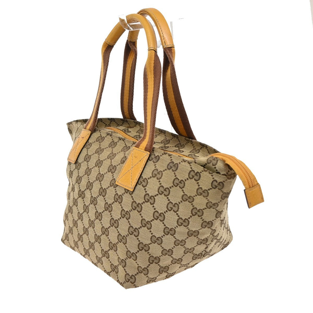GUCCI Logo Sherry GG Pattern Hand Bag Canvas Leather Brown Italy 31FC137