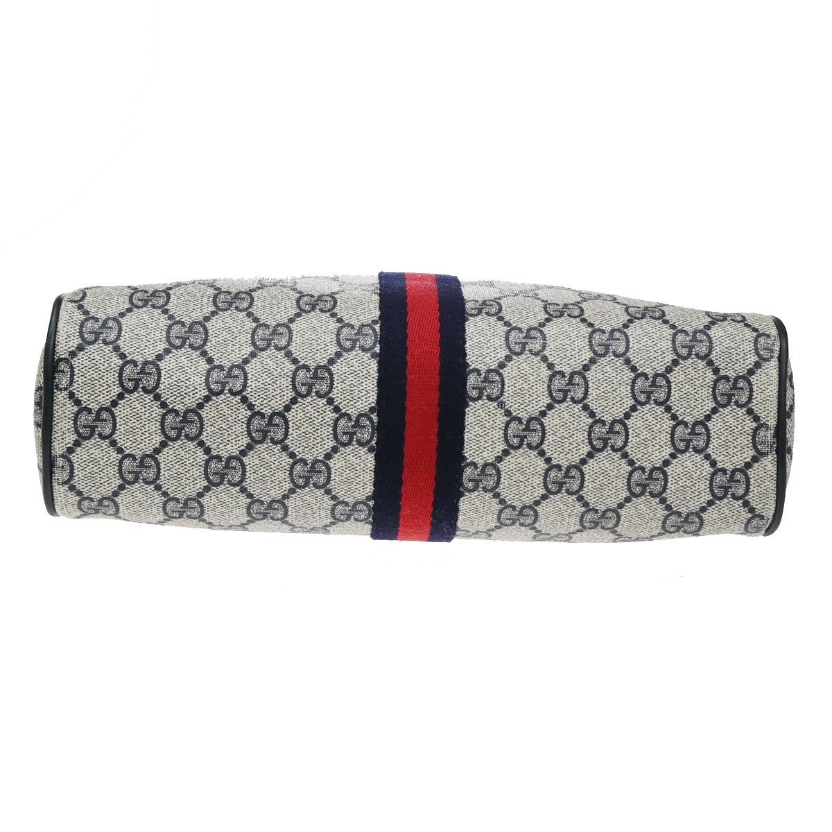 GUCCI Logo Sherry Web Line GG Pattern Shoulder Bag PVC Leather Blue 67YJ157