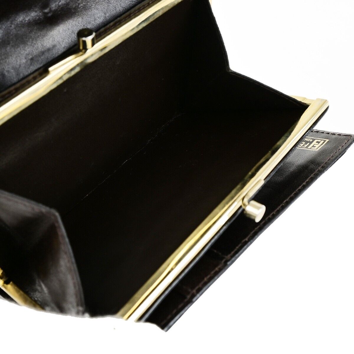 FENDI Logo Zucca Pattern Bifold Wallet Purse Canvas Leather Brown Italy 01EB515