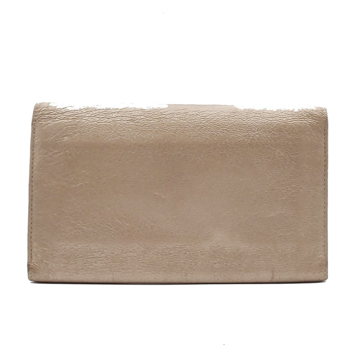 CHANEL CC Logo Trifold Long Wallet Purse Leather Gold Italy 33RL254
