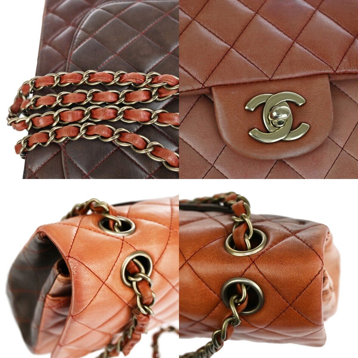 CHANEL CC Matelasse 25 Double Flap Chain Shoulder Bag Leather Gradation 359RJ649