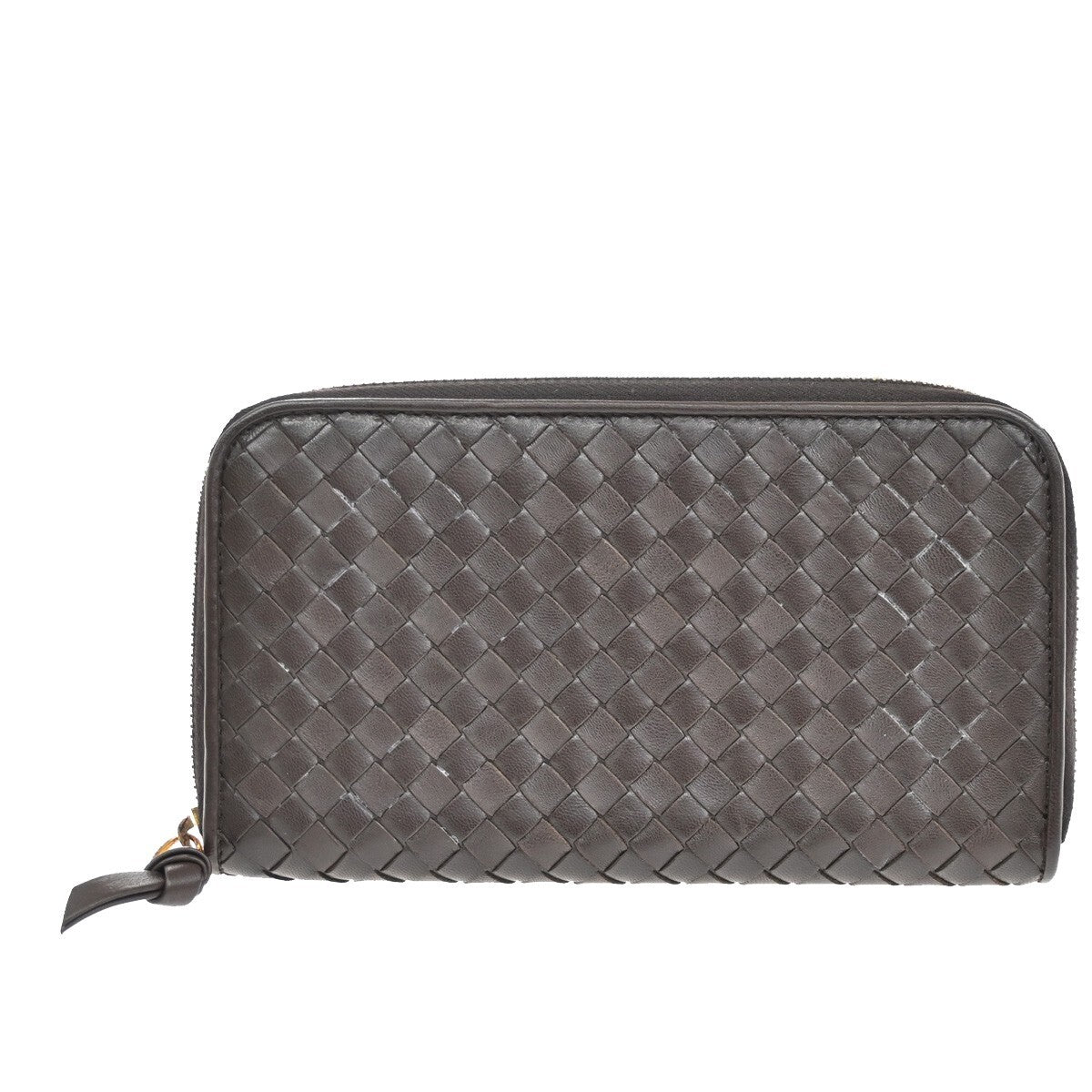BOTTEGA VENETA Logo Intrecciato Long Zipper Around Wallet Leather Brown 65EE345