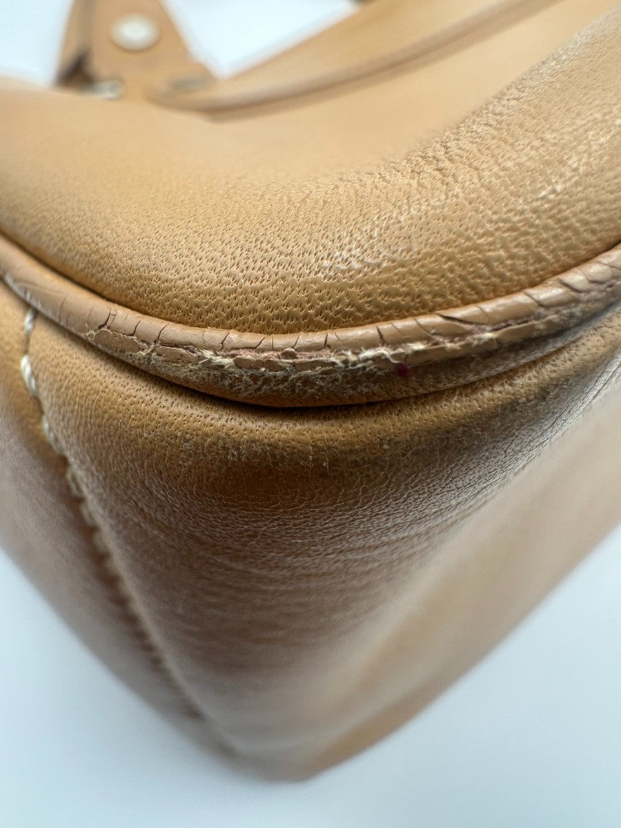CELINE Logo Macadam Boogie Hand Tote Bag Leather Beige SHW Italy 62KC970
