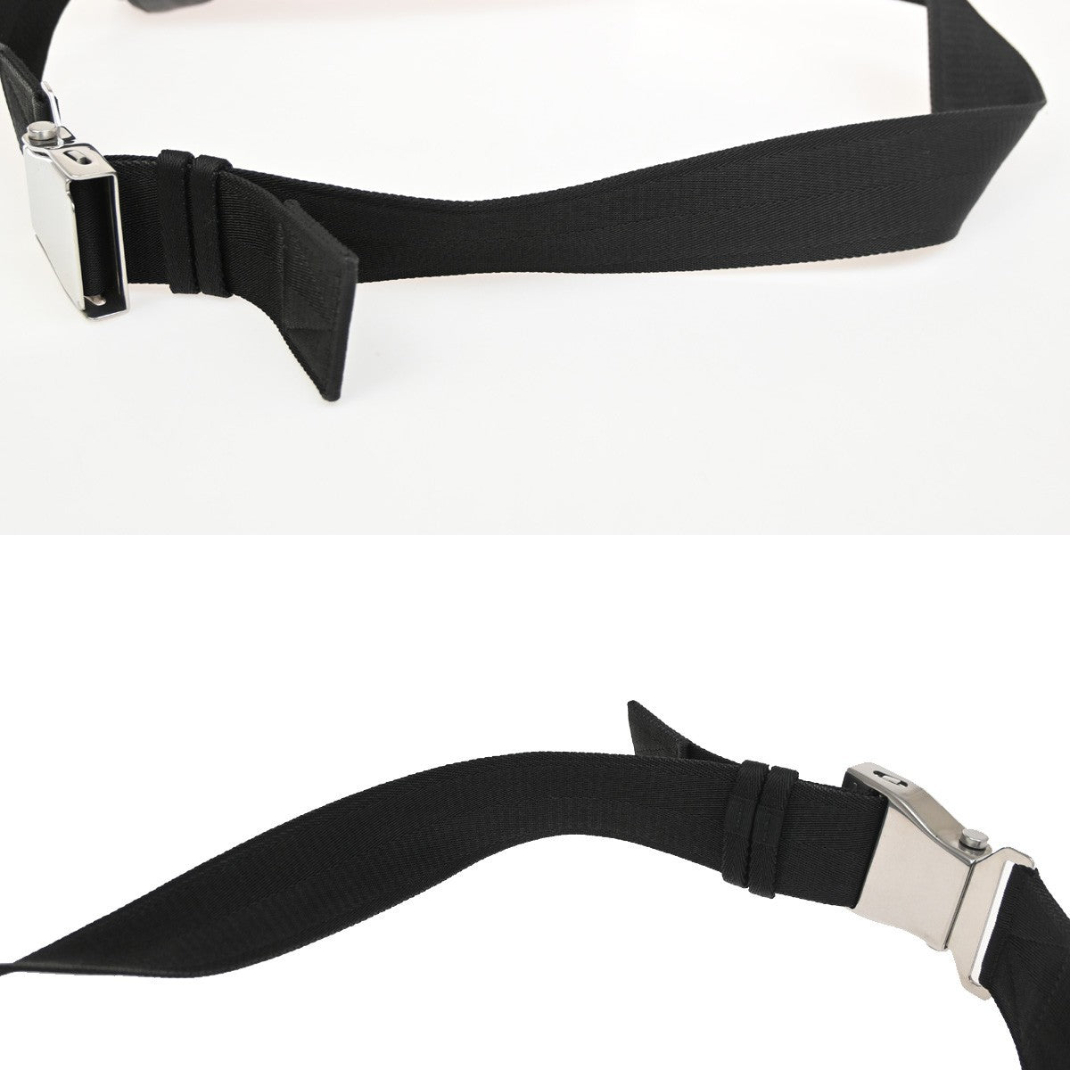 BOTTEGA VENETA Logo Beak Belt Waist Bag Leather Black SHW Italy 50RL603