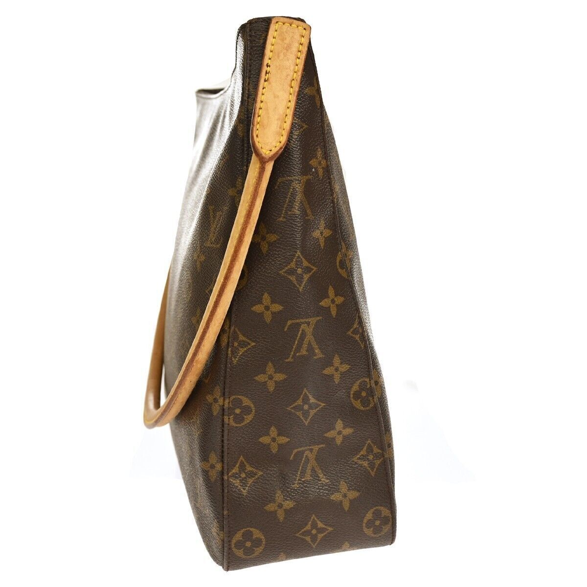 LOUIS VUITTON Logo Looping GM Shoulder Bag Monogram Leather Brown M51145 15GA174