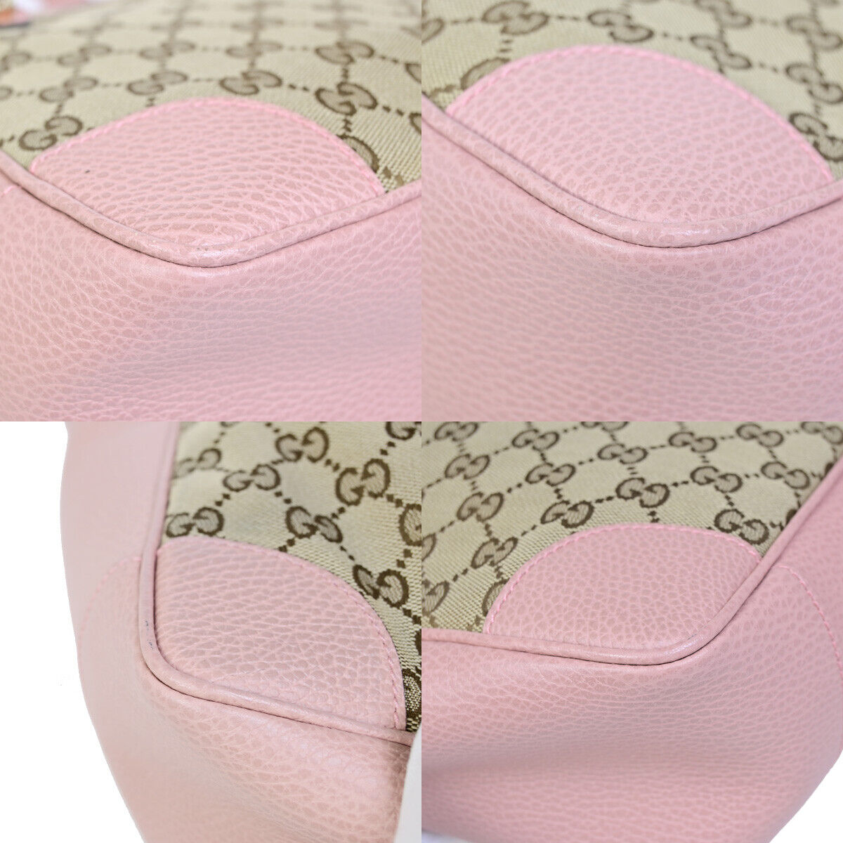GUCCI Bree GG Pattern 2Way Shoulder Hand Bag Canvas Leather Brown Pink 59RK035