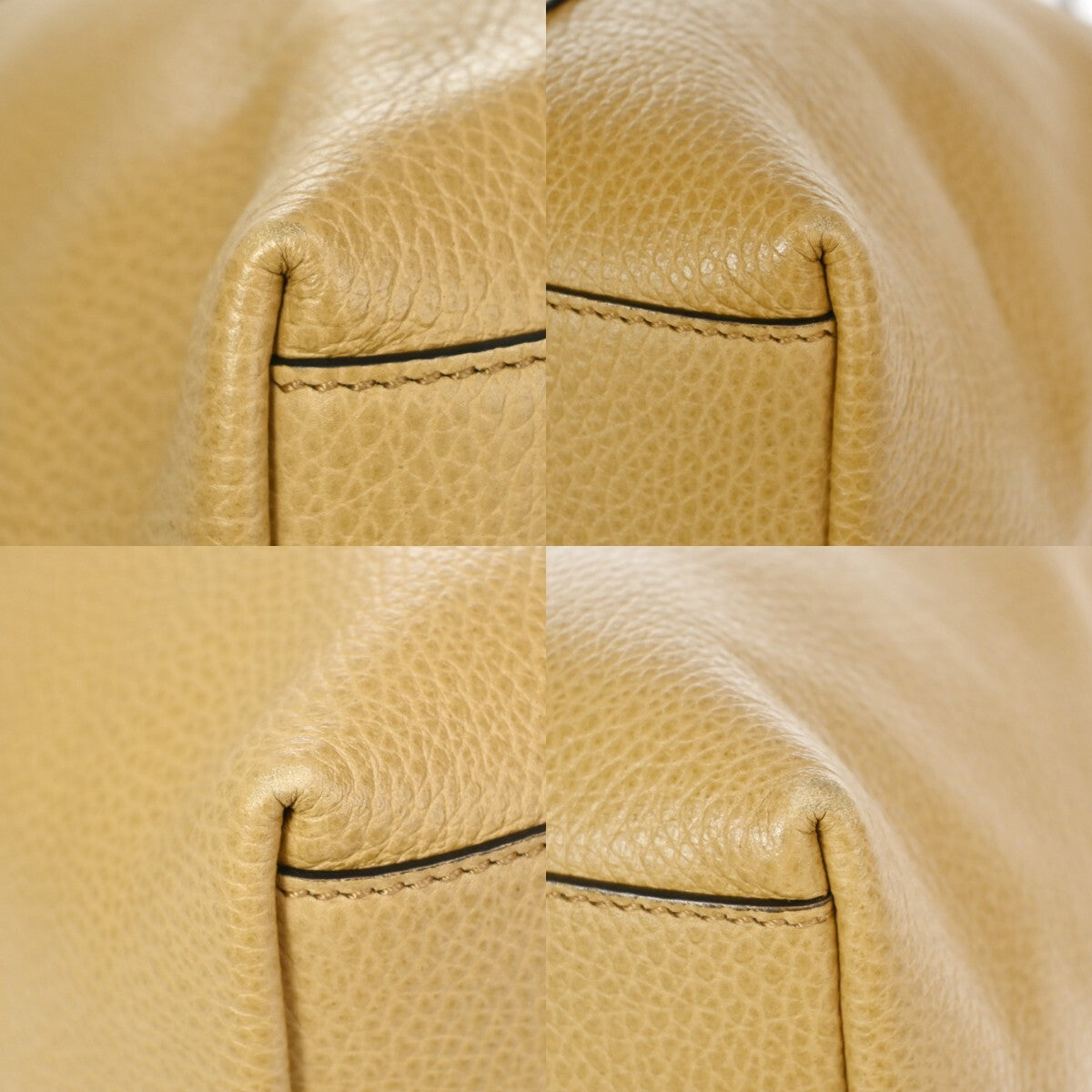 GUCCI GG Interlocking Charm 2Way Shoulder Hand Bag Leather Beige Silver 84KB518