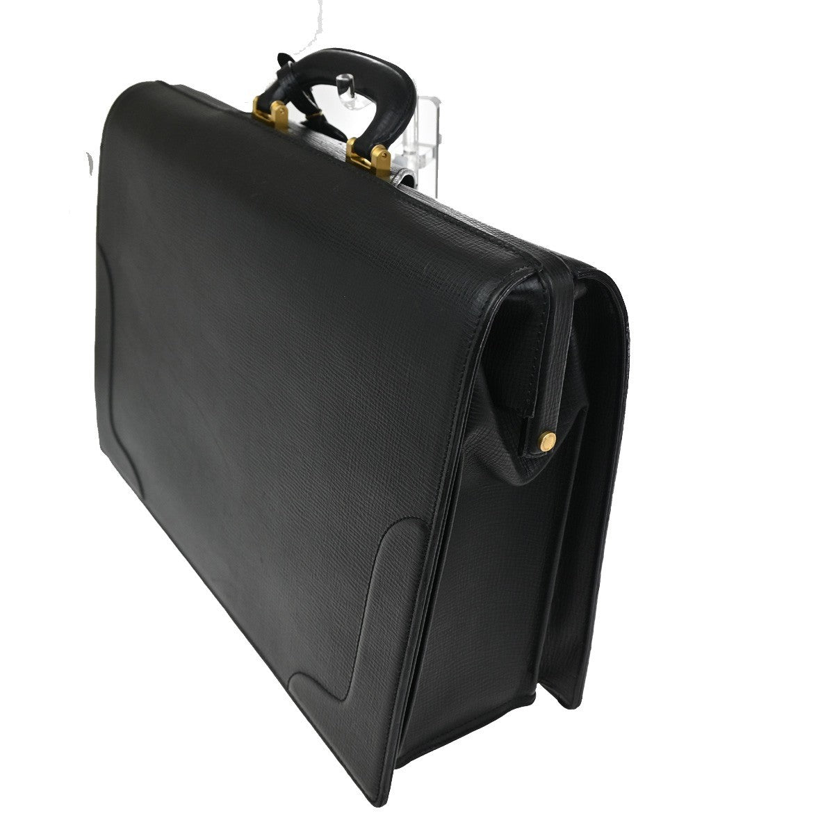 BURBERRY Logo Dulles Hand Bag Leather Black GHW 68TA157