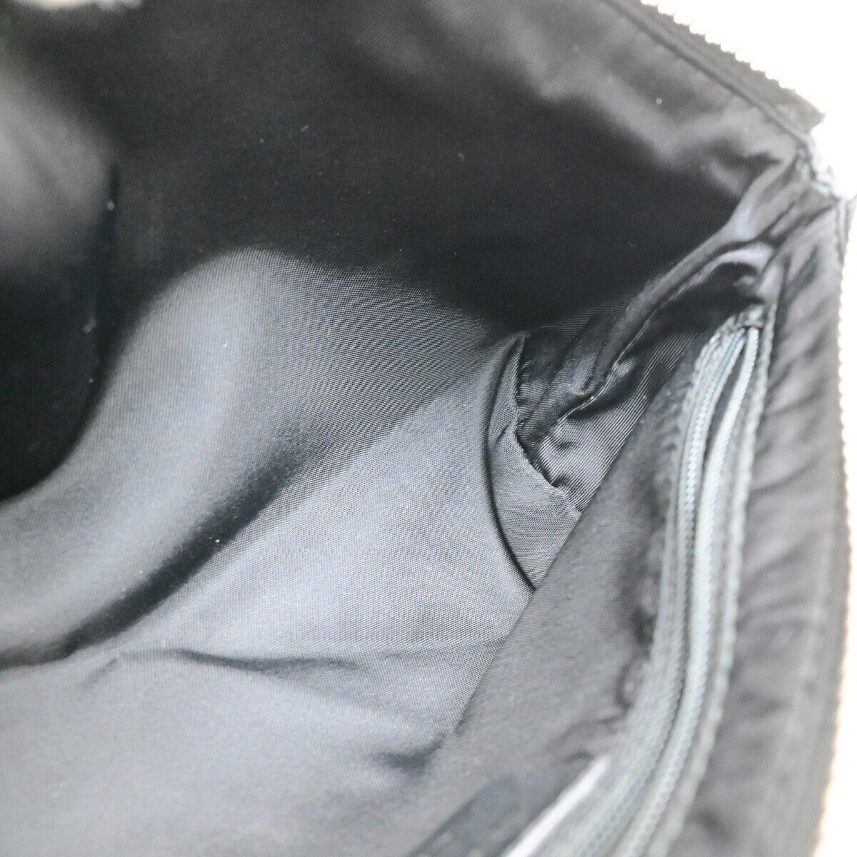 SALVATORE FERRAGAMO Vara Cosmetic Pouch Bag Nylon Leather Black 07KA515