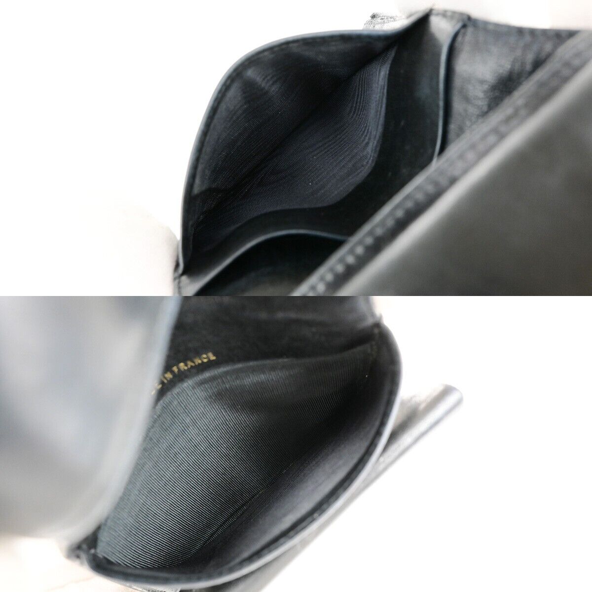 CHANEL CC Logo Compact Wallet Grained Calfskin Leather Black GHW France 87RK702