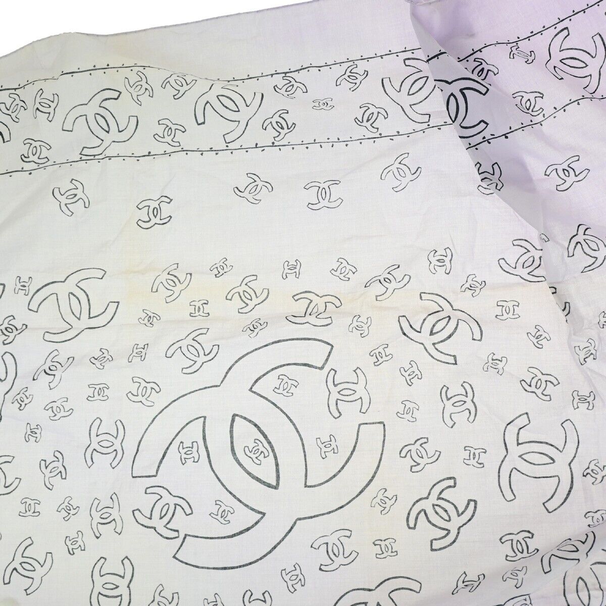 CHANEL CC Logo XL JUMBO Scarf Handkerchief 100% Cotton Purple Accessory 60EC969