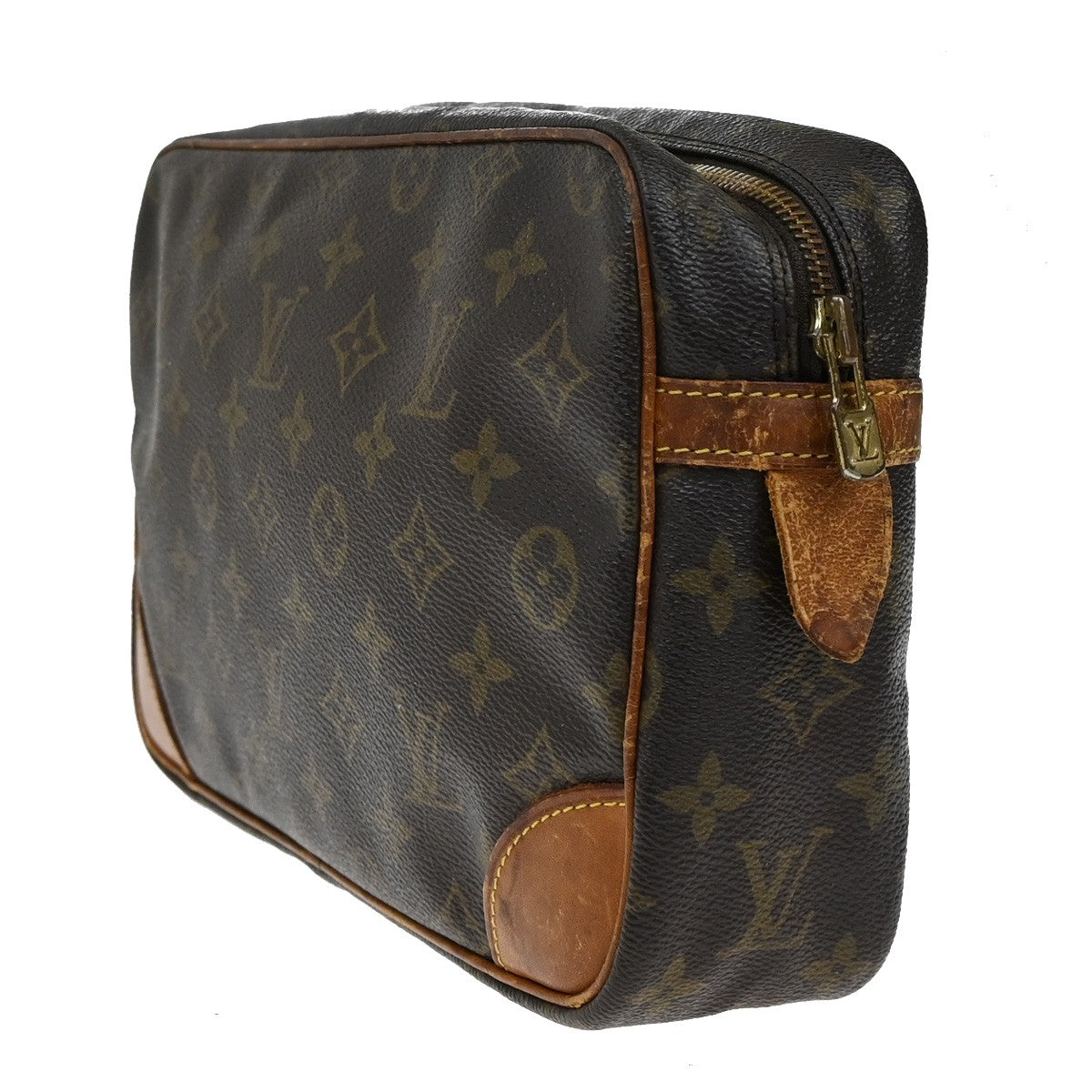 LOUIS VUITTON Compiegne 28 Clutch Hand Bag Monogram Leather Brown M51845 65YH217