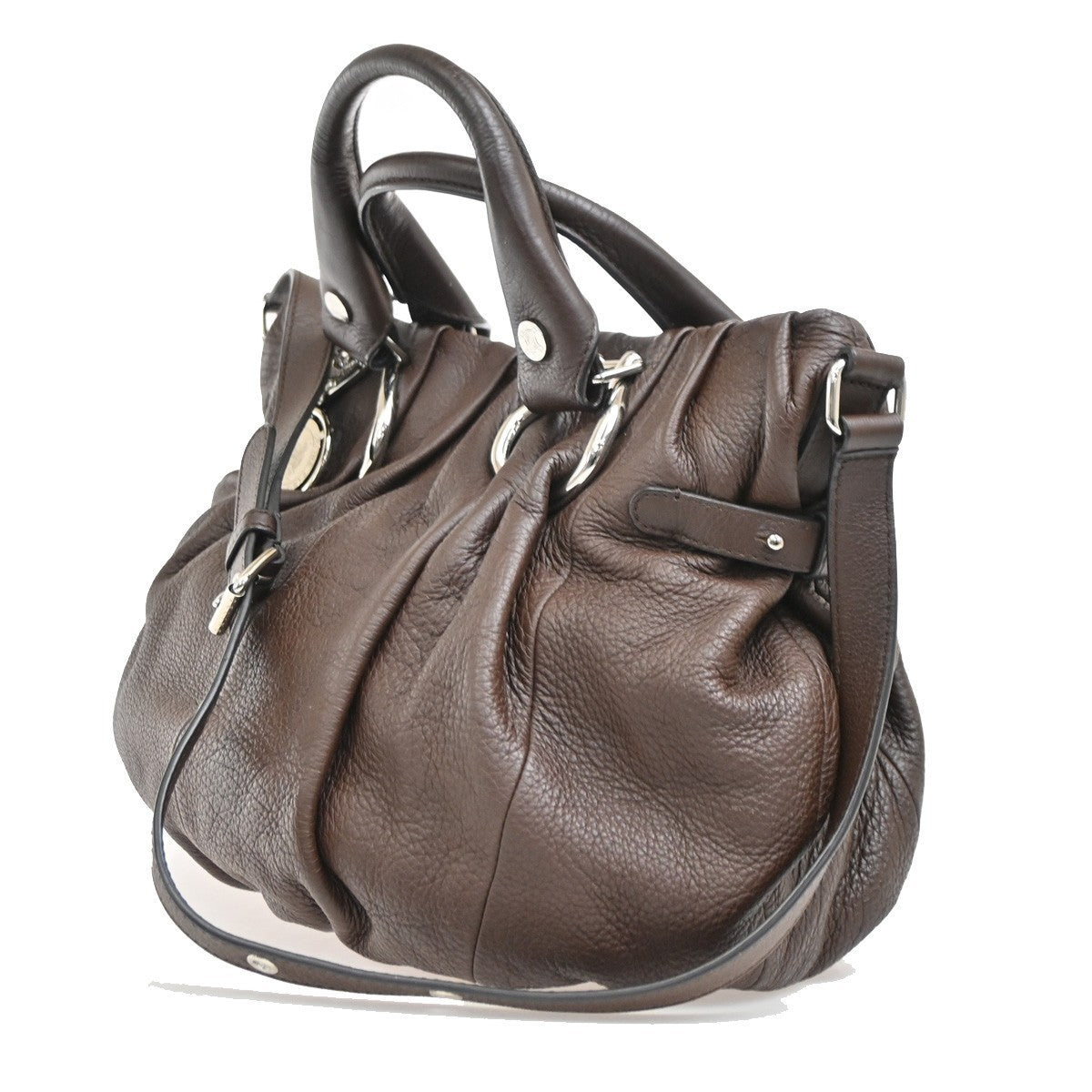 CELINE Logo Macadam 2Way Shoulder Hand Tote Bag Leather Brown SHW 76RL500