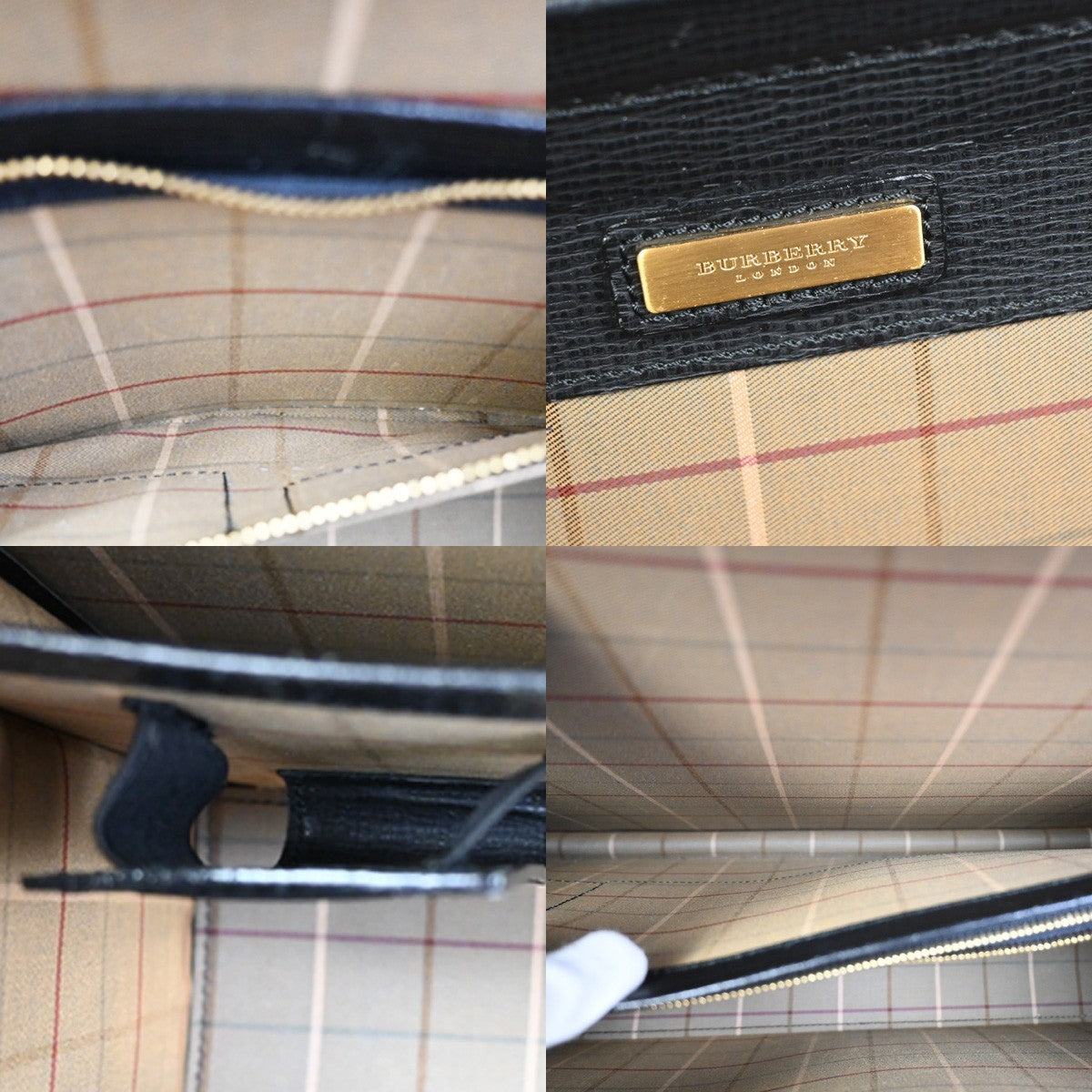 BURBERRY Logo Briefcase Top Handle Doctor Hand Bag Leather Black GHW 68KD028