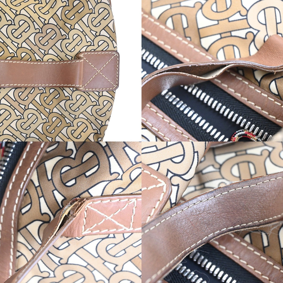 BURBERRY Logo Travel Hand Bag Nylon Leather Brown SHW Italy 69YH285