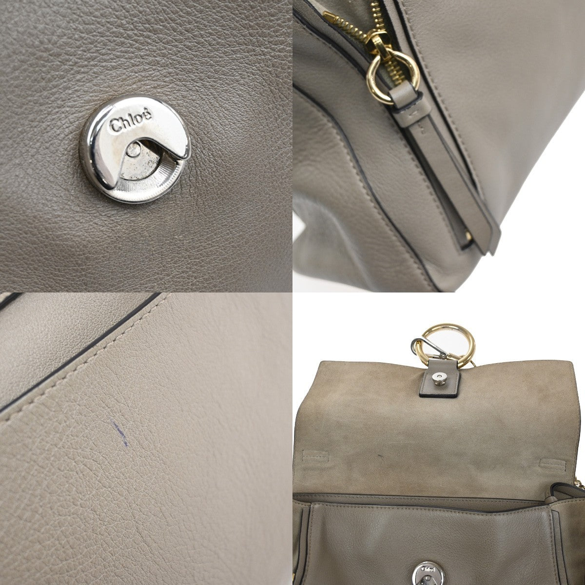 CHLOE Faye Day 2Way Shoulder Hand Bag Leather Beige GHW Italy 80AA119