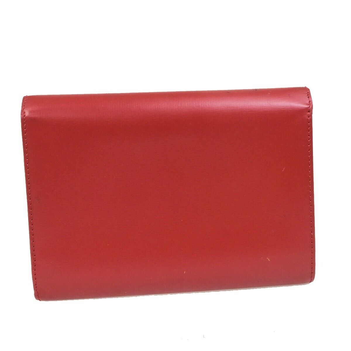 LOEWE Logo Trifold Wallet Purse Leather Red Made In Spain 66FB291