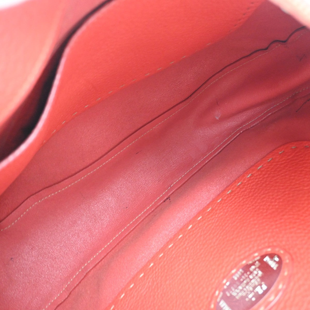 FENDI Logo Selleria Shoulder Hobo Bag Leather Red GHW Italy 82YJ094
