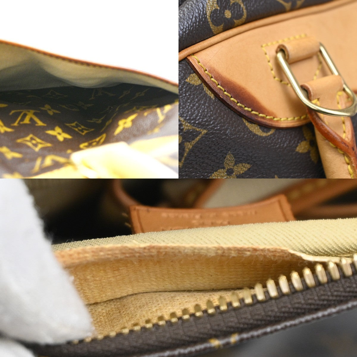 LOUIS VUITTON LV Logo Deauville Hand Bag Monogram Leather Brown M47270 82KC197