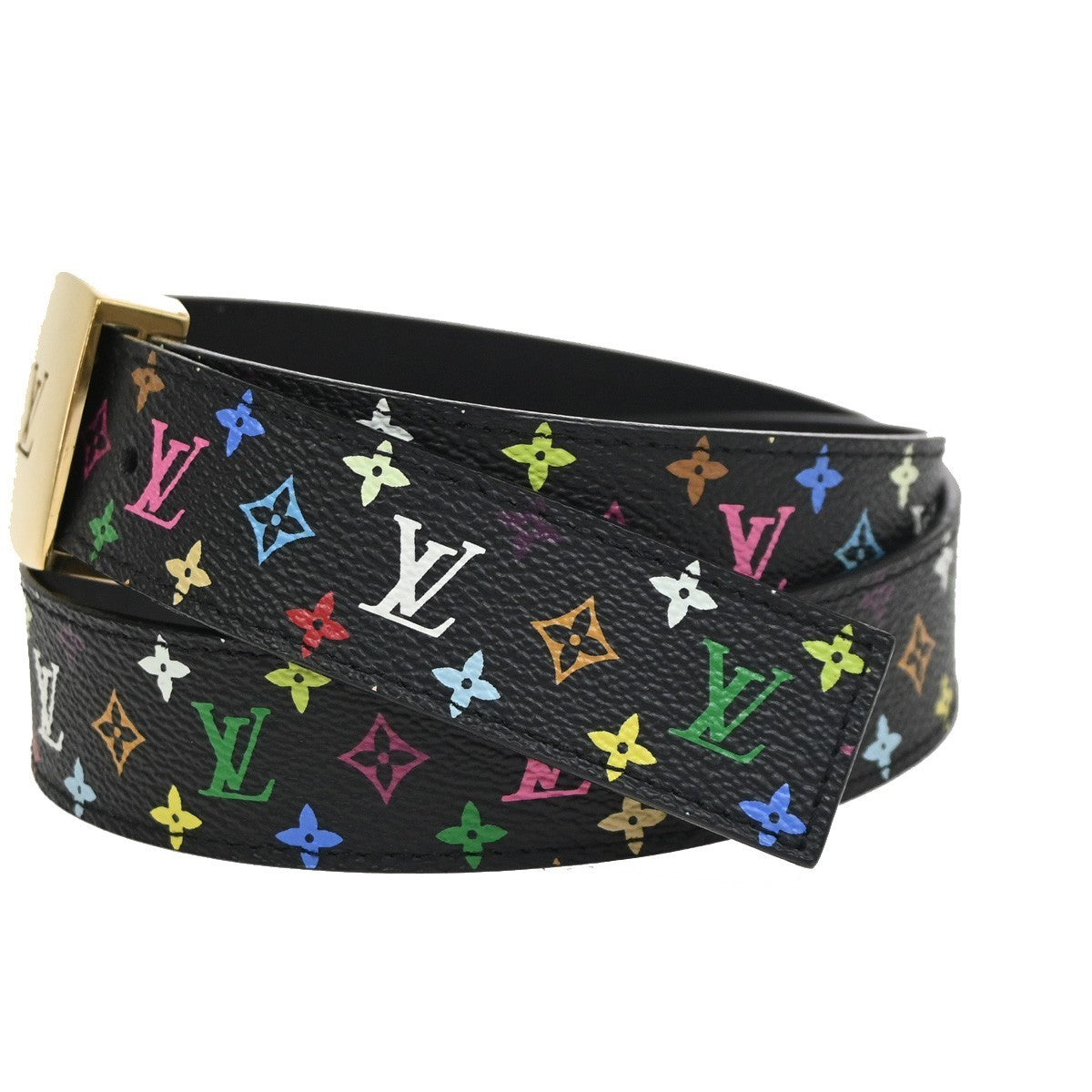 LOUIS VUITTON Ceinture LV Cut Buckle Belt 80/32 Monogram Multi Black 80YH977