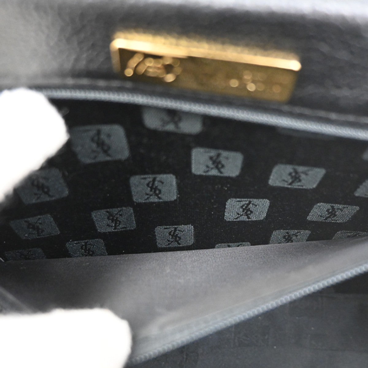 YVES SAINT LAURENT Logo YSL Flap Shoulder Crossbody Bag Leather Black 37MA149
