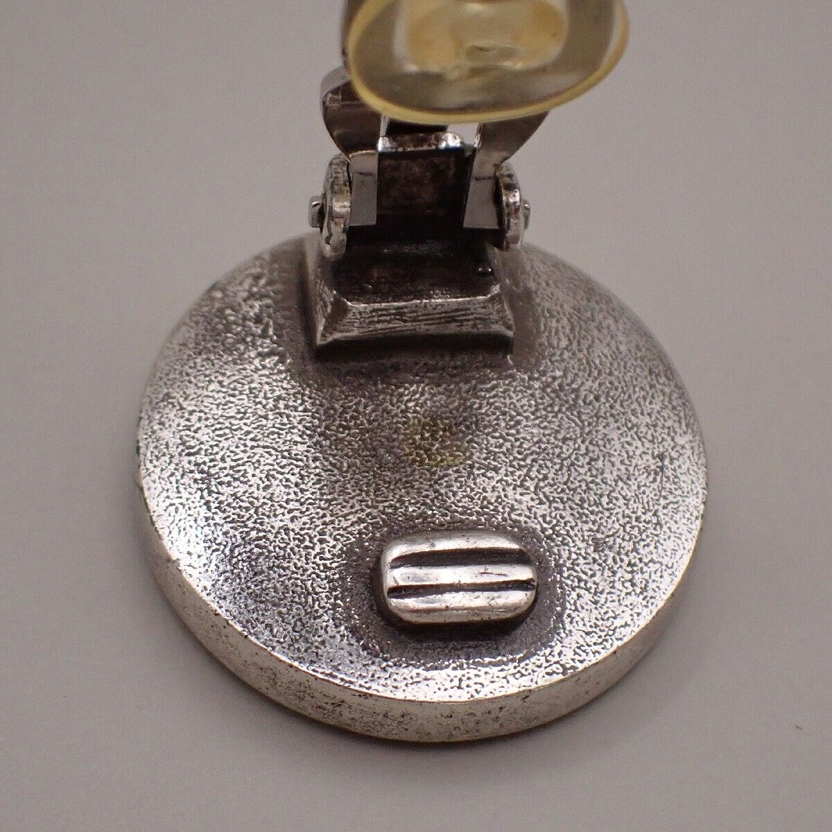 CHANEL Logo Round Button Earrings 99P Clip-On Silver Vintage Accessory 31RJ797