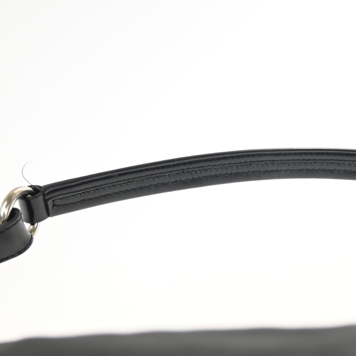 PRADA LOGO Tessuto Shoulder Bag Nylon Embossing Leather Black White SHW 34KC287