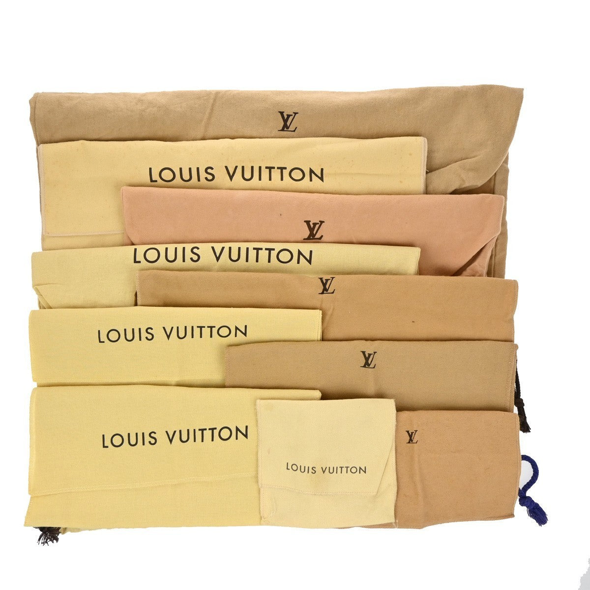 LOUIS VUITTON Logo 10 Set Dust Bag Drawstring Canvas Cotton Beige Brown 09KP140