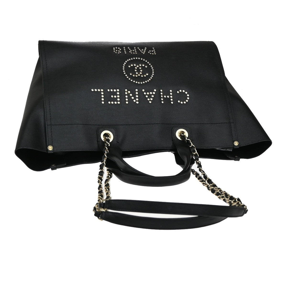 CHANEL CC Deauville 2Way Hand Bag Grained Calfskin Leather Studs BK GHW 773RL534