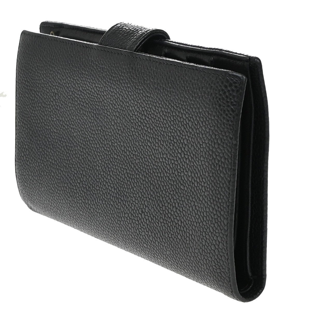 CHANEL CC Logo Long Bifold Wallet Grained Calfskin Leather Black France 79RF777