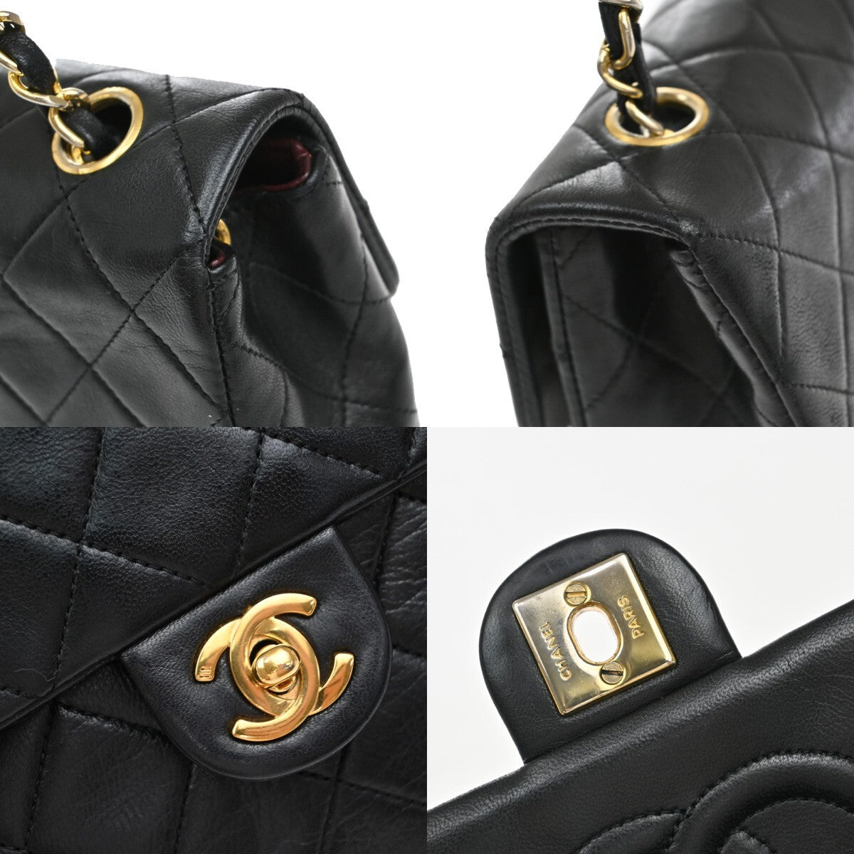 CHANEL CC Mini Matelasse Chain Shoulder Bag Leather Black GHW Vintage 318RF284
