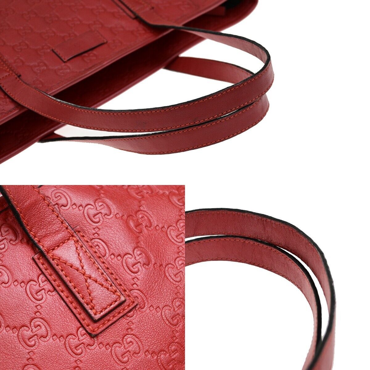 GUCCI Logo Guccissima GG Pattern Shoulder Tote  Bag Leather Red GHW 87ED994