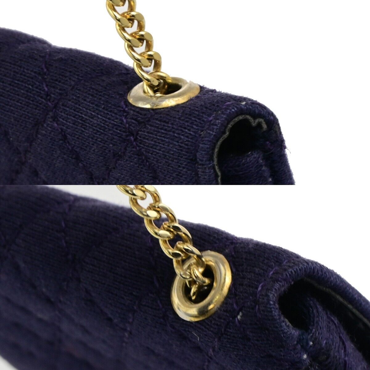 CHANEL Micro Matelasse Pouch Bag Canvas Leather Navy Blue GHW Accessory 73KA444