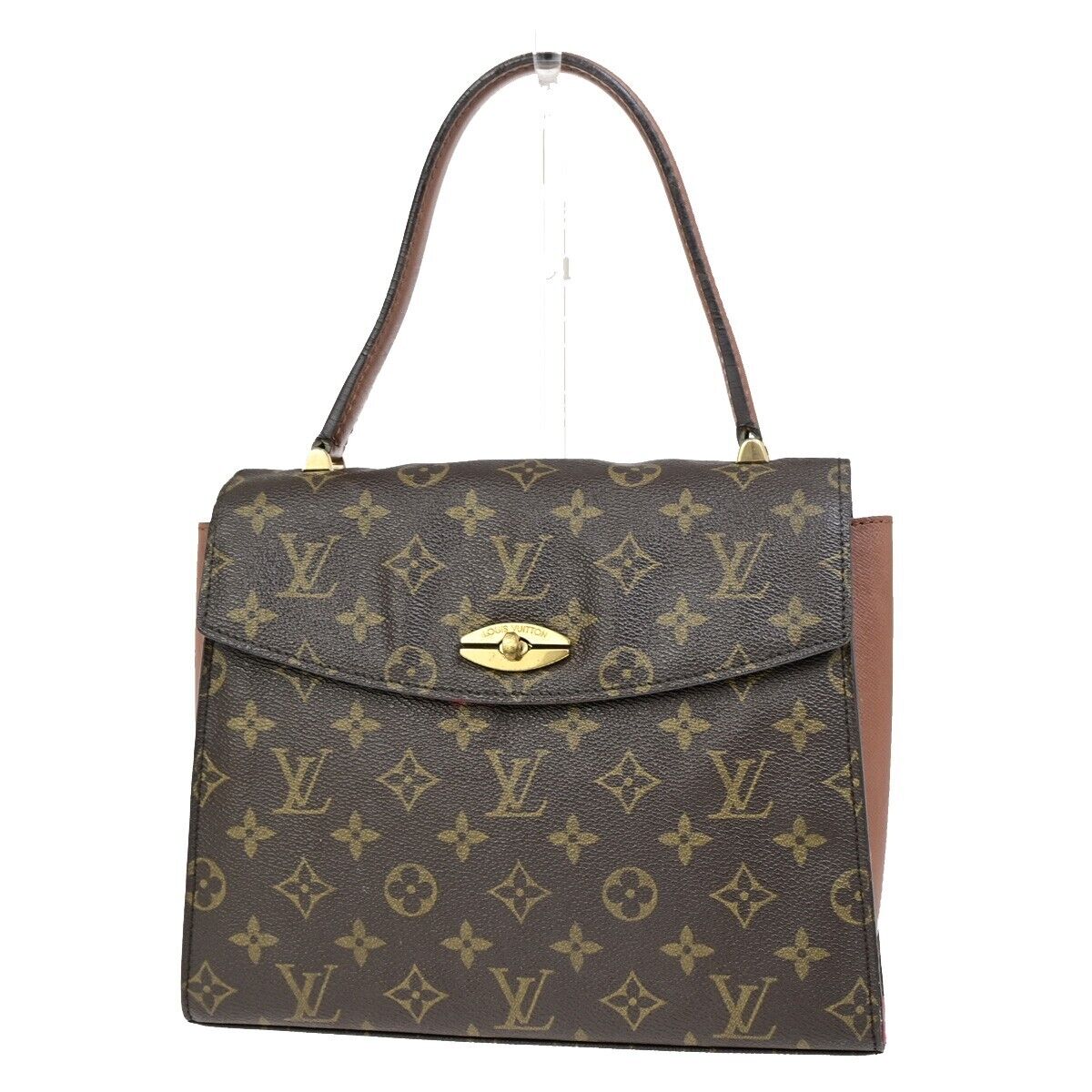 LOUIS VUITTON LV Logo Malesherbes Hand Bag Monogram Leather Brown M51379 65SJ507