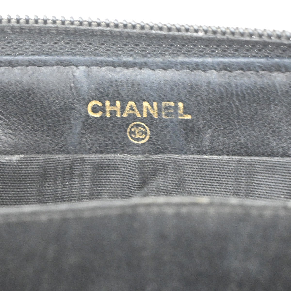 CHANEL CC Logo Long Zipper Wallet Grained Calfskin Leather Black GHW 04KC126