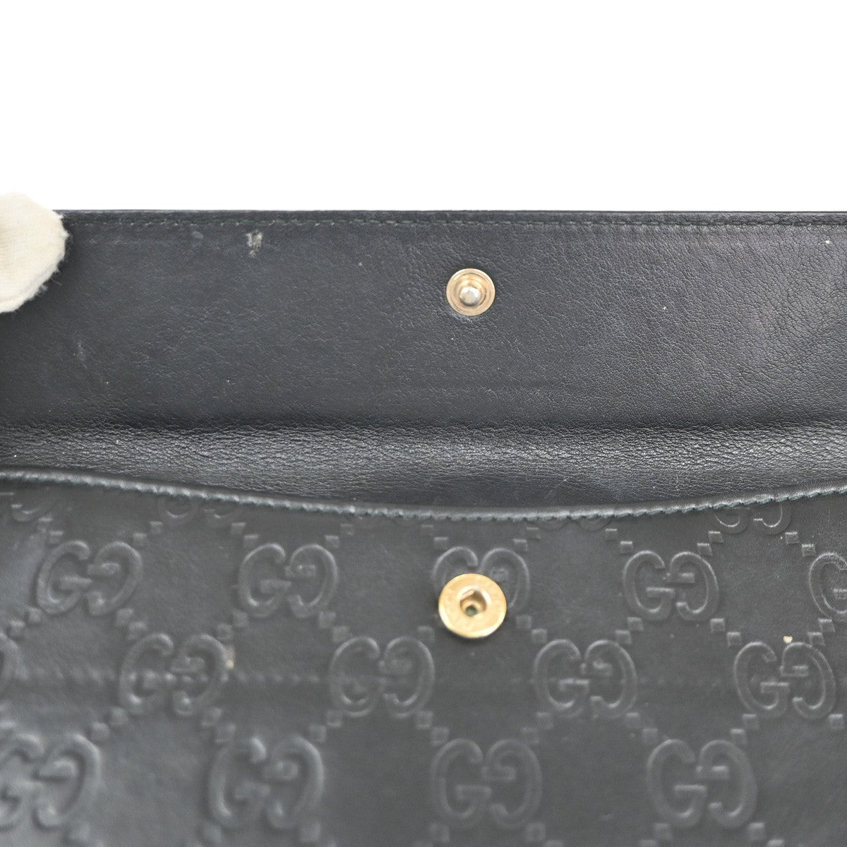 GUCCI Logo Guccissima GG Lovely Heart Bifold Long Wallet Leather Black 02KD033